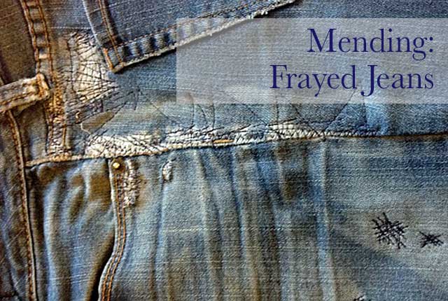 mending fraying jeans by machine