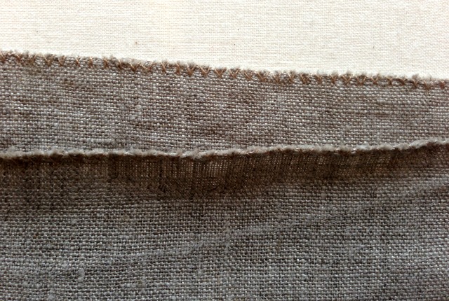 the edges of the washed linen before cutting