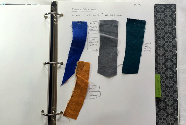 Samples of the same mid-weight softened linen from Fabrics-Store.com