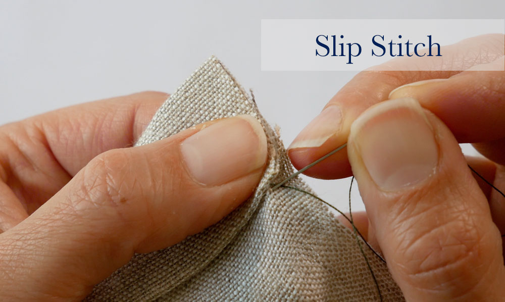 slip stitch a detail of how to hem by hand