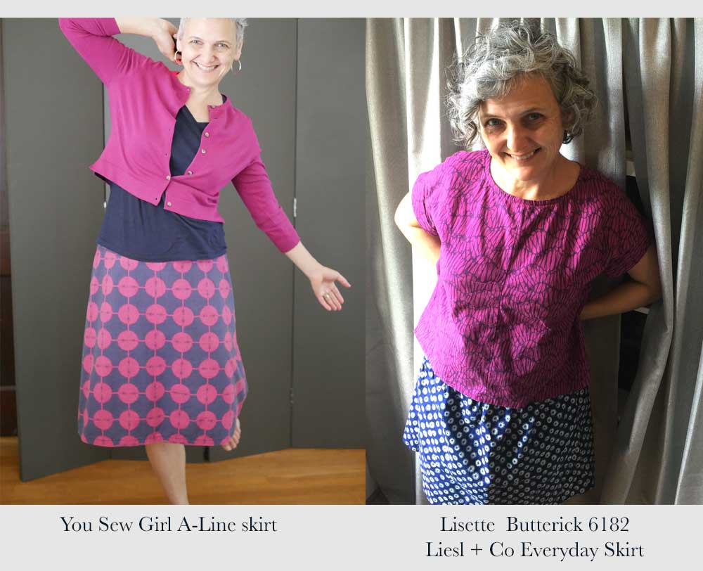 You Sew Girl a-line skirt pattern and Lisette Pattern 6182 and Lisel + Co Everyday Skirt for Me Made May