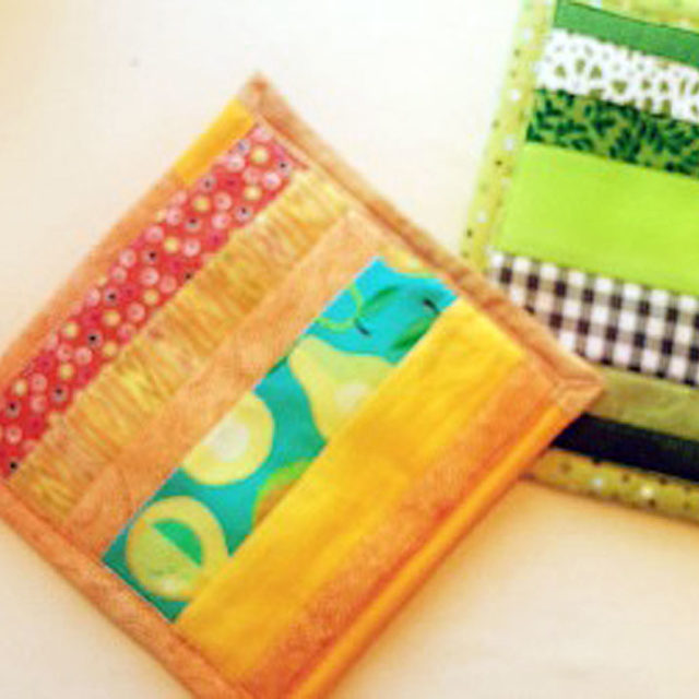 Sew potholders and trivets using your scraps