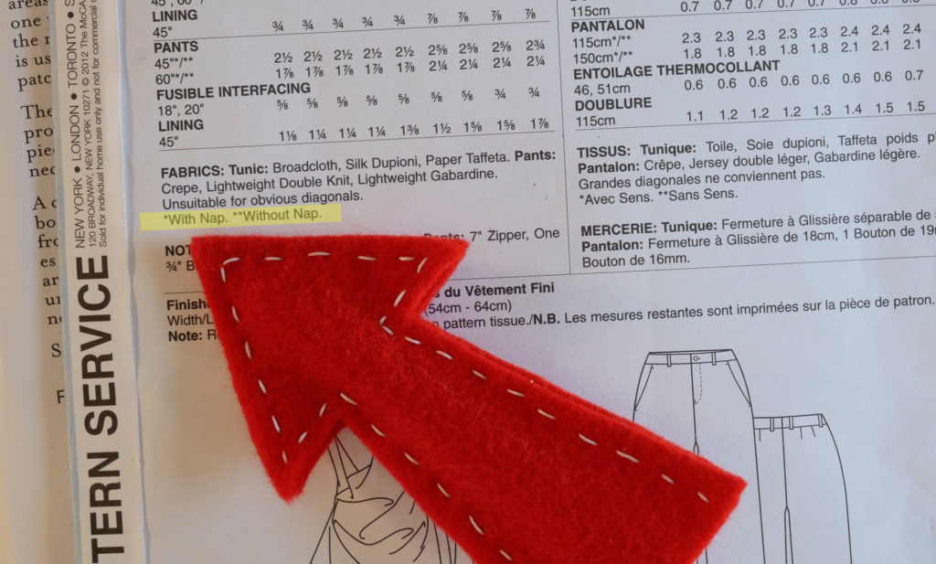 Many sewing patterns will mention Nap when suggesting fabrics