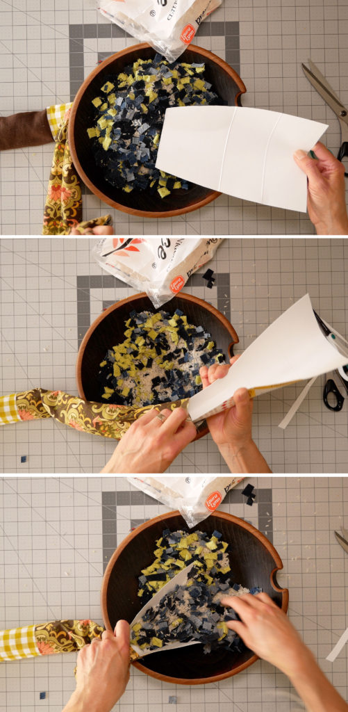 use a cardboard scoop to ease the stuffing into the tube