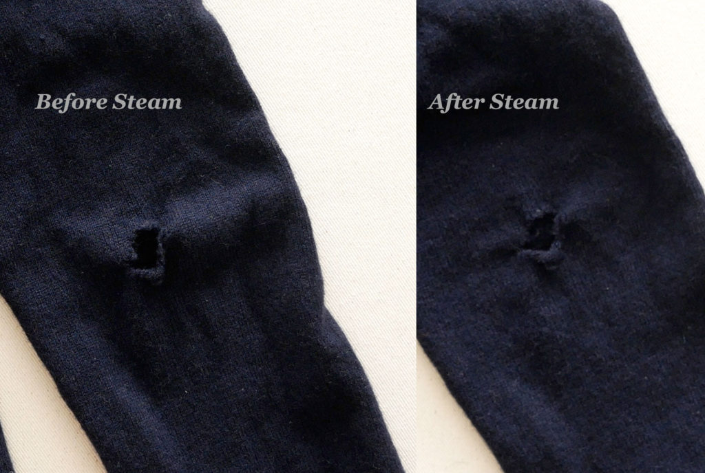 Steam from an iron will let the fibers recover their shape