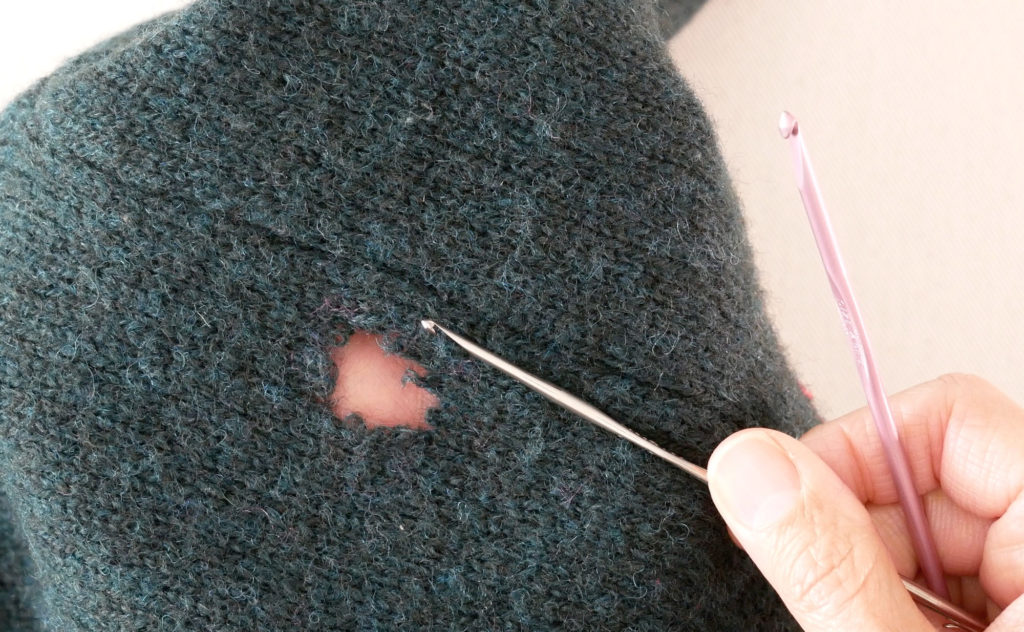crochet is used to fill in a hole