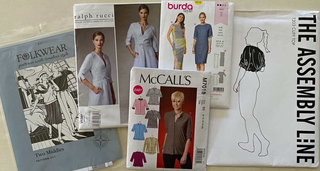 sewing patterns from 5 different companies