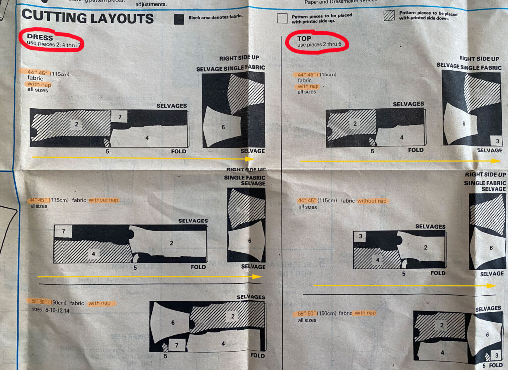 the layout guide on a pattern instruction sheet