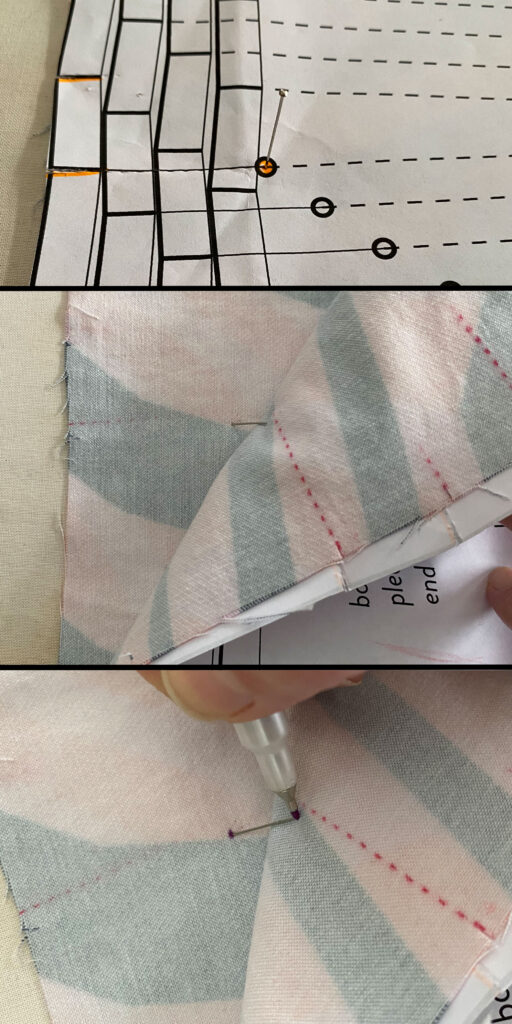 marking the dots onto the fabric