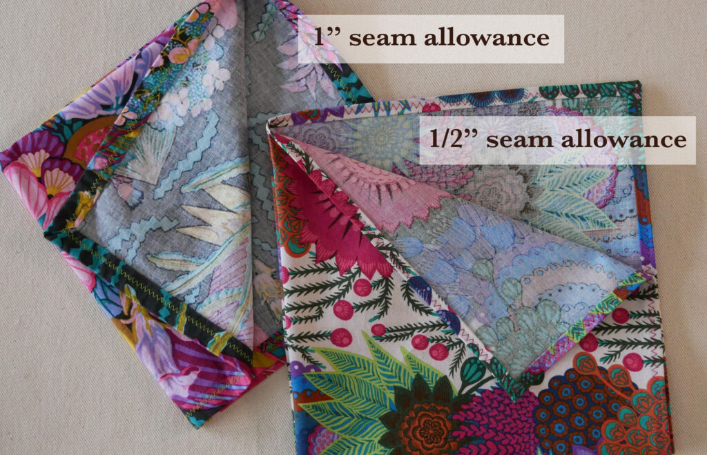 sample of a wide and narrow seam allowance
