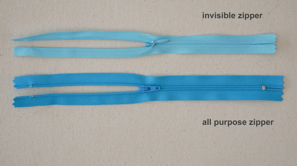 an all purpose zipper and an invisible zipper