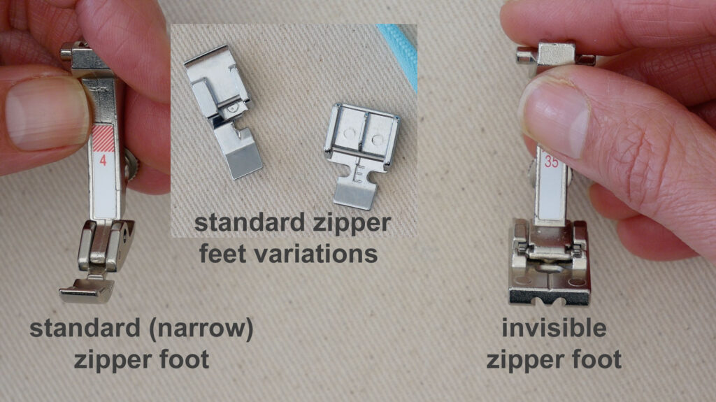 invisible zipper foot and standard zipper foot