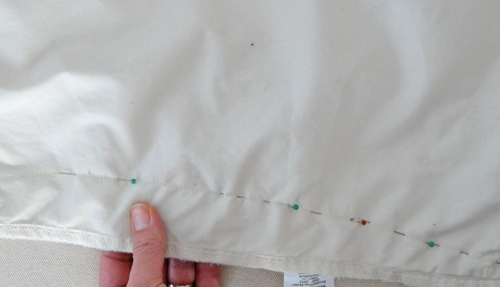 place pins in the new seam line to transfer