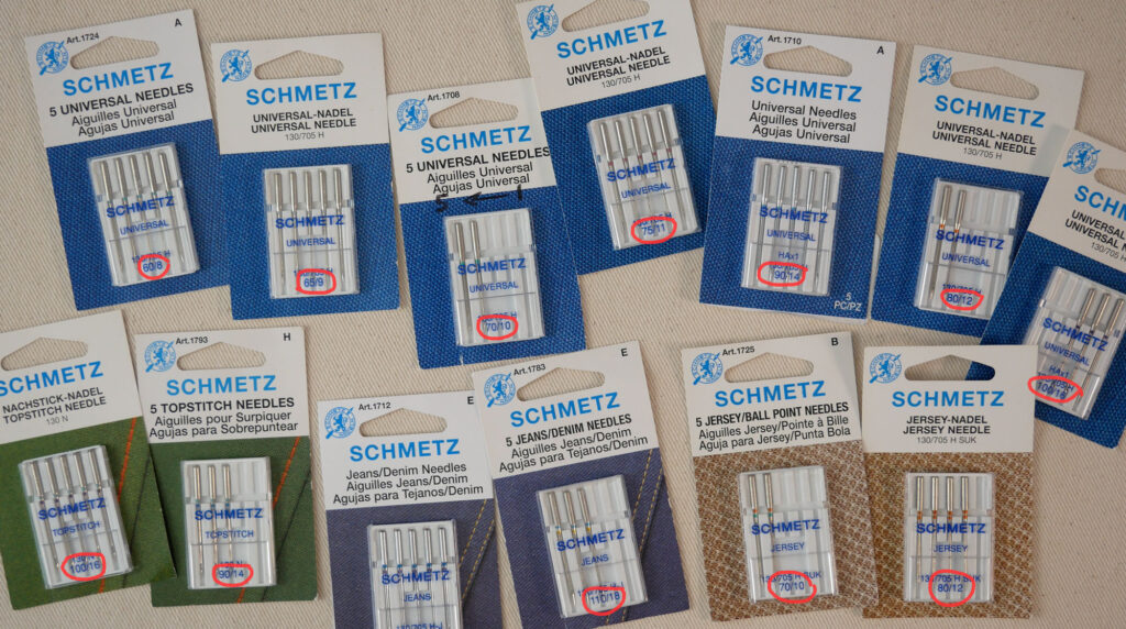 needle packs showing the different sizes needles come in