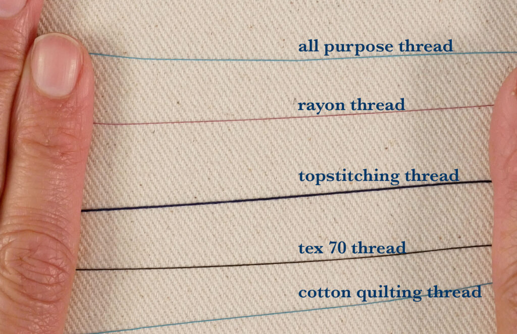5 different threads to illustrate thickness difference