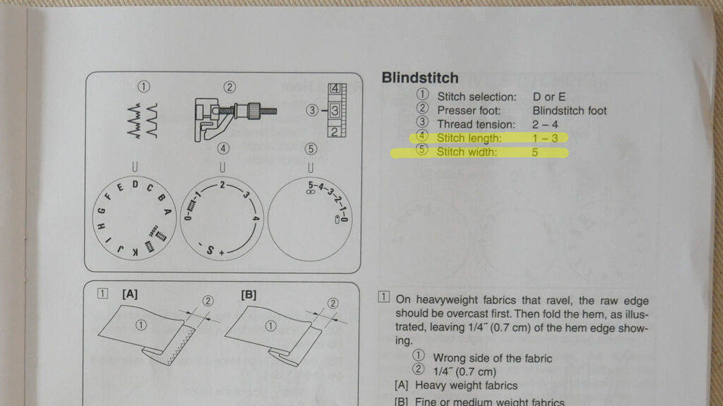 a page in the sewing machine manual 