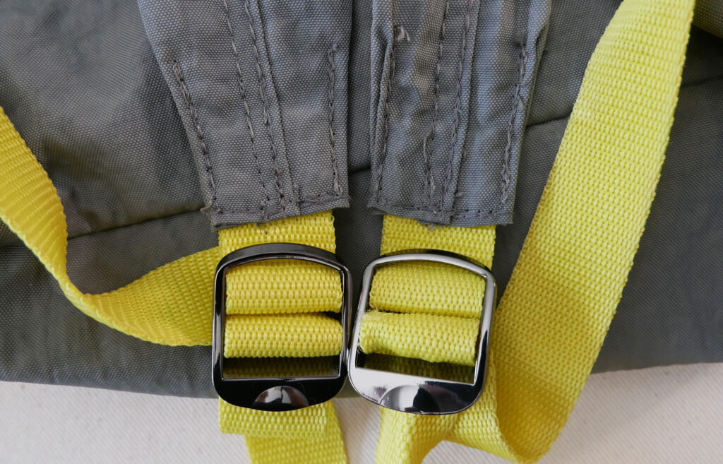 the new buckles sewn in place