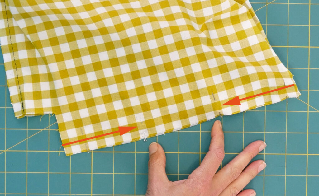 sew the bottom of the lining leaving an opening in the middle