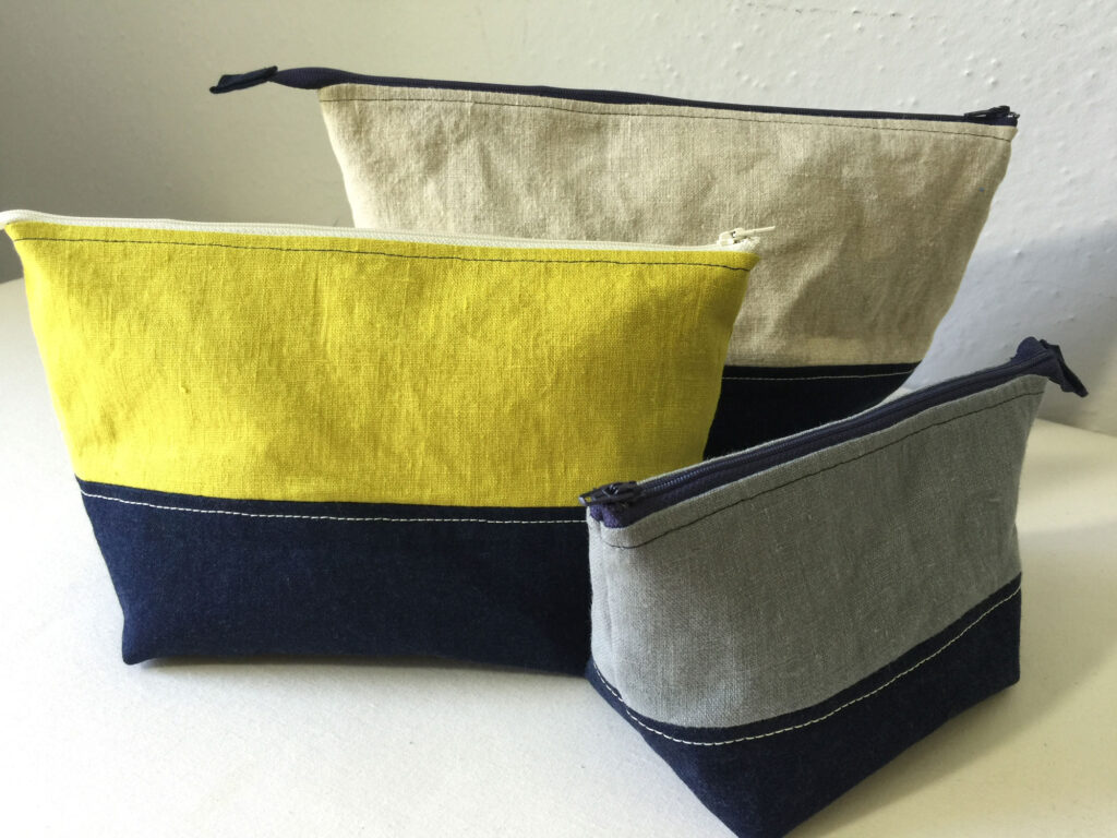 3 different size zippered pouches