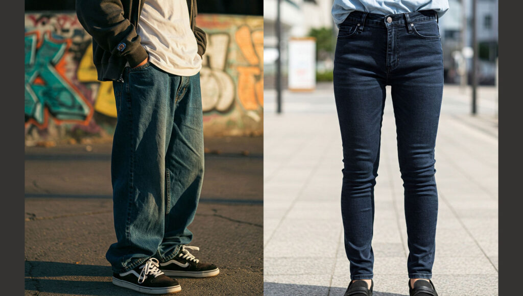 baggy jeans and skinny jeans