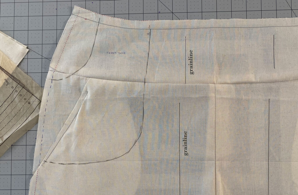 sew a muslin or test garment. Draw in the pockets to save time